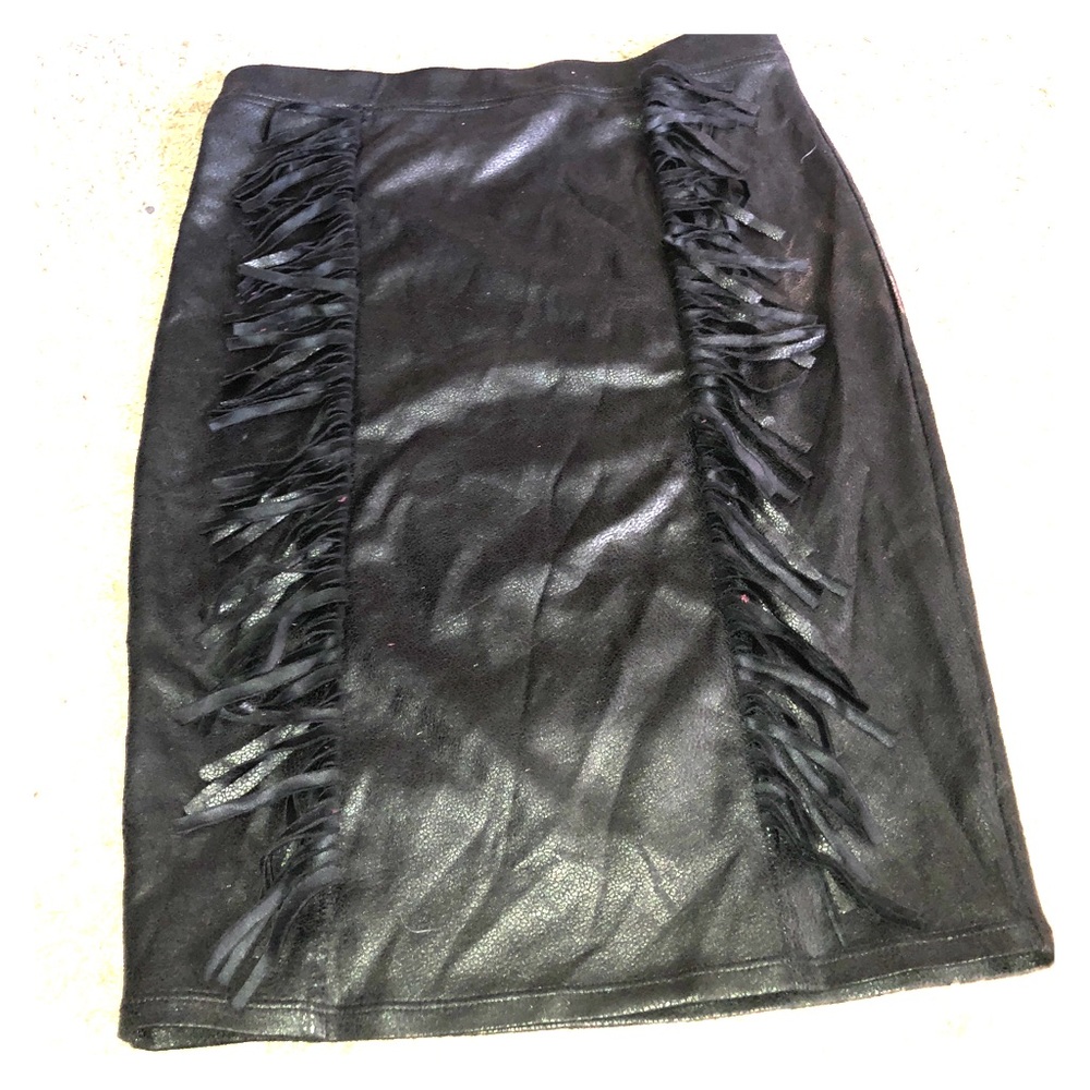 Black leather pencil skirt